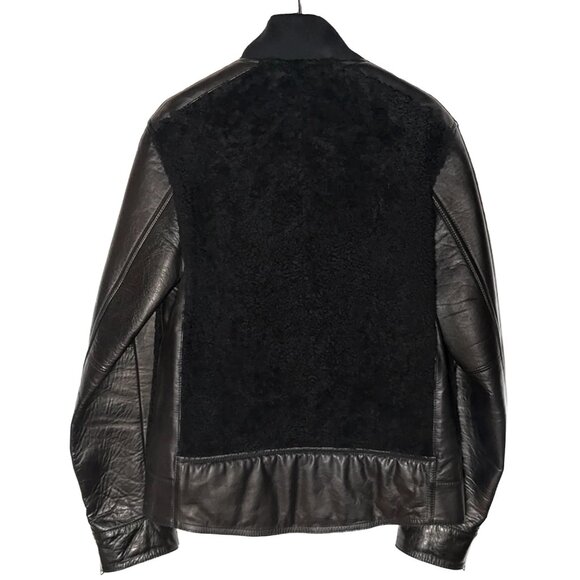 Givenchy Brown Lambskin Black Shearling Leather Jacket - Picture 4 of 10